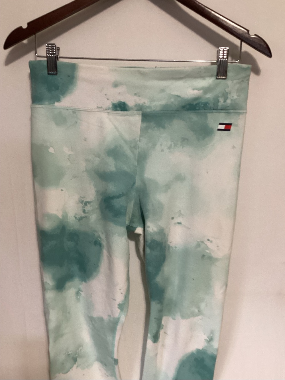 Tommy Hilfiger Women’s Mint Green and White Tie-Dye Leggings
